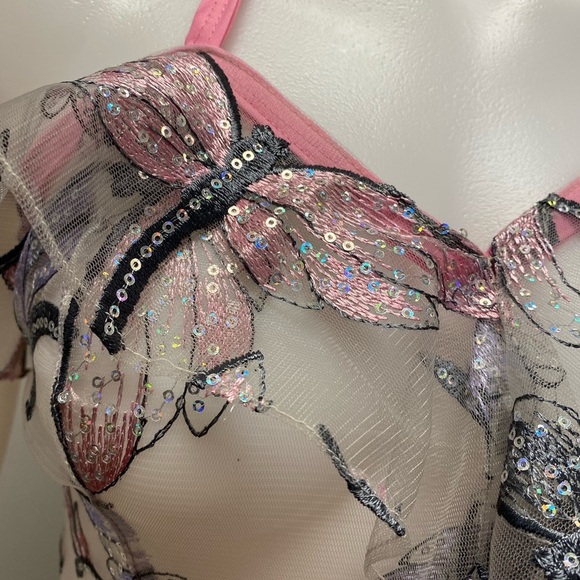 Dragonfly sequin bodysuit with tie up straps - Picture 5 of 8